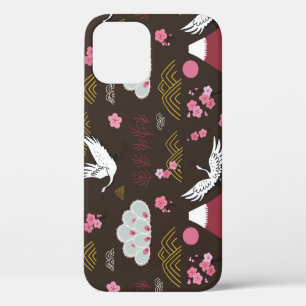 Funda Para iPhone 12 Grullas Japonesas: Patrón tradicional sin foco