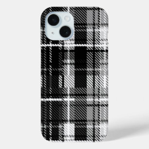 Funda Para iPhone 15 Grunde Blanco Negro Flannel Tartán Diseño