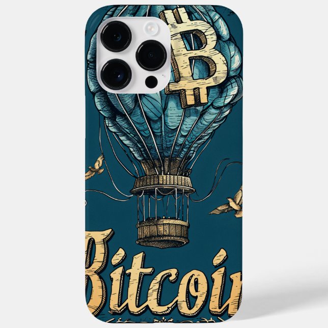Funda De Case-Mate Para iPhone Grunge Bitcoin hot air balloon Blockchain design (Reverso)