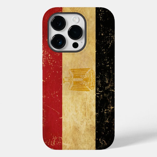 Funda De Case-Mate Para iPhone Grunge de cosecha de la bandera de Egipto (Reverso )