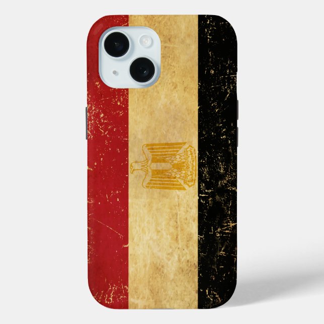 Funda De Case-Mate Para iPhone Grunge de cosecha de la bandera de Egipto (Reverso )