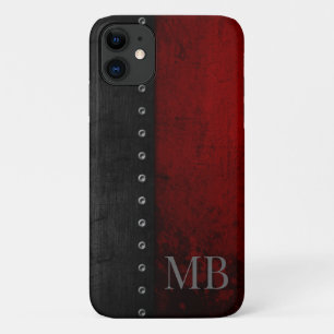 Funda Para iPhone 11 Grunge Rojo Rústico Monogramo