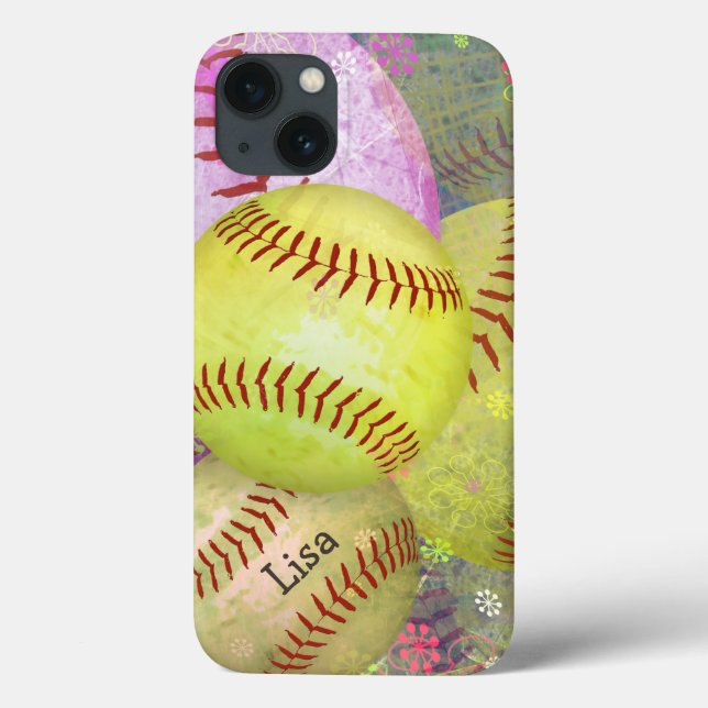 Funda De Case-Mate Para iPhone Grungy Girly Softball (Reverso)