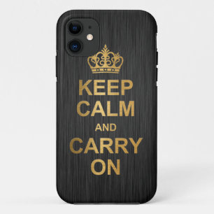 Funda Para iPhone 11 Guarde la calma y continúe - negro y oro