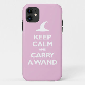 Funda Para iPhone 11 Guarde la calma y lleve una vara (rosa clara)