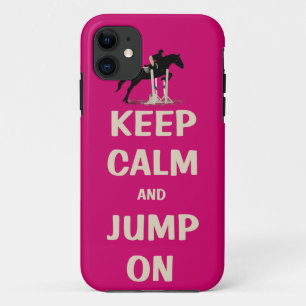 Funda Para iPhone 11 Guarde la calma y salte en caballo rosado