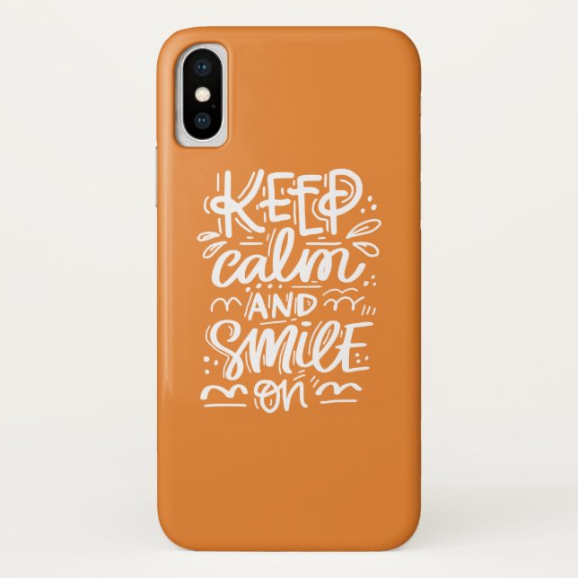 Funda De Case-Mate Para iPhone Guarde la calma y sonría encendido (Reverso)
