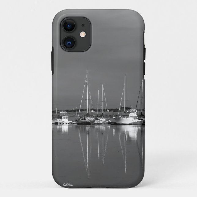 Funda De Case-Mate Para iPhone Guardia celular foto blanco y negro, barcos (Reverso)