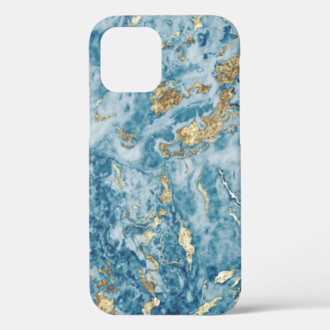 Funda De Case-Mate Para iPhone Guay Blue Gold Stone Unique (Reverso )