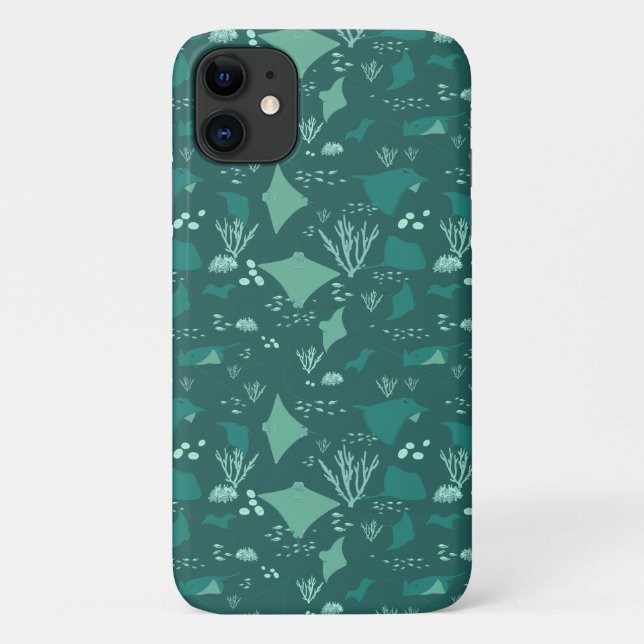 Funda De Case-Mate Para iPhone Guay Blue Sting Ray Marine Wildlife Patterned (Reverso)