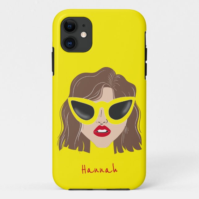 Funda De Case-Mate Para iPhone Guay Brunette con el nombre personalizado amarillo (Reverso)
