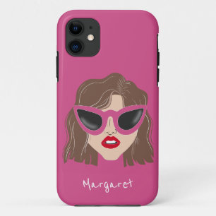Funda Para iPhone 11 Guay Brunette con el nombre personalizado rosado d