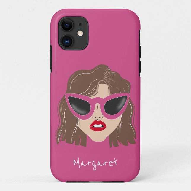 Funda De Case-Mate Para iPhone Guay Brunette con el nombre personalizado rosado d (Reverso)