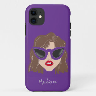 Funda Para iPhone 11 Guay Brunette con nombre personalizado púrpura de