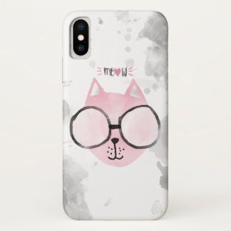 Funda Para iPhone X Guay Cat Pink Watercolor Meow