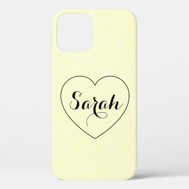 Funda De Case-Mate Para iPhone Guay de moda amarillo, corazón (Reverso )