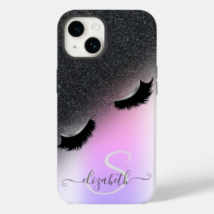 Funda Para iPhone 14 De Case-Mate Guay Faux Lash Black Purpurina Ombre