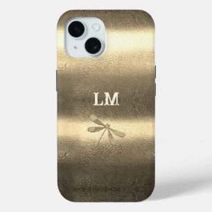 Funda Para iPhone 15 Guay Gold Look Dragonfly Monograma Iniciales