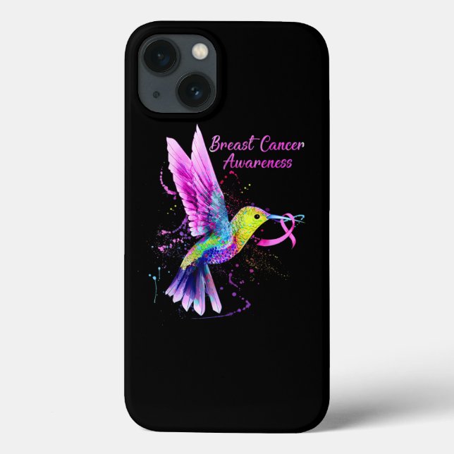 Funda De Case-Mate Para iPhone Guay Hummingbird Holding Pink Ribbon Mamis Cancer (Reverso)