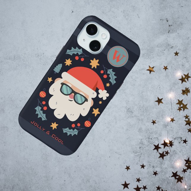 Funda De Case-Mate Para iPhone Guay Jolly Santa Claus Monograma Inicial (Personalize by providing the Monogram Initial.  You can also change the text phrase if you wish.)