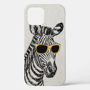 Funda Para iPhone 12 Guay lindo y divertido sketch de cebra con gafas d