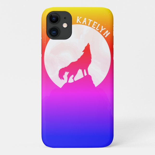 Funda De Case-Mate Para iPhone Guay Night Sky Moon Con Wolf Personalizado (Reverso)