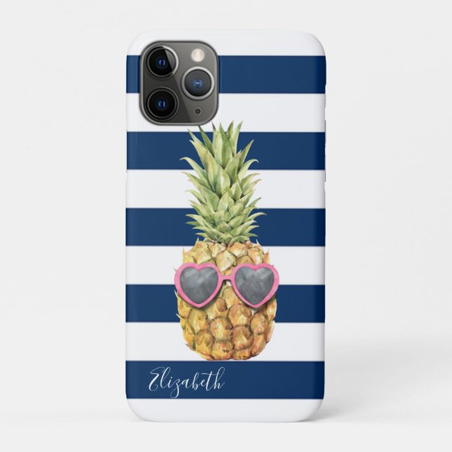 Funda De Case-Mate Para iPhone Guay Pineapple Tropical, Navy Blue Strike (Reverso)