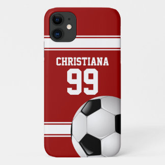 Funda Para iPhone 11 Guay Red and White Stripes Jersey Soccer Ball