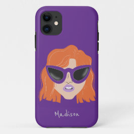 Funda Para iPhone 11 Guay Redhead con el nombre personalizado púrpura d