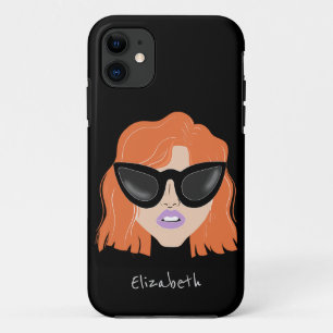 Funda Para iPhone 11 Guay Redhead con Glasses Black Custom Name