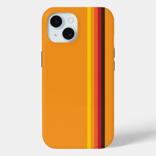 Funda Para iPhone 15 Guay Retro 70 Stripes Naranja Rojo amarillo