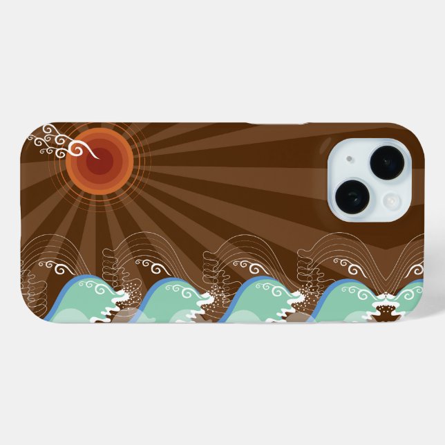 Funda De Case-Mate Para iPhone Guay Waves Tropical Summer Sun Brown Stripes Beach (Reverso (Horizontal) )