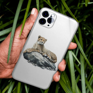Funda Para iPhone 15 Pro Max Guepardo descansando sobre una roca