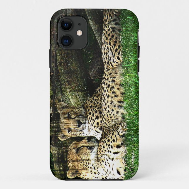 Funda De Case-Mate Para iPhone Guepardos que gandulean Grunge (Reverso)