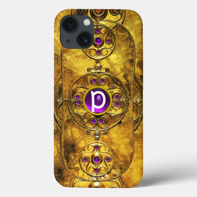 FUNDA DE Case-Mate PARA iPhone GUERRA CÉLTICA ESCUDO PURPLE AMETHYST GEM MONOGRAM (Reverso)