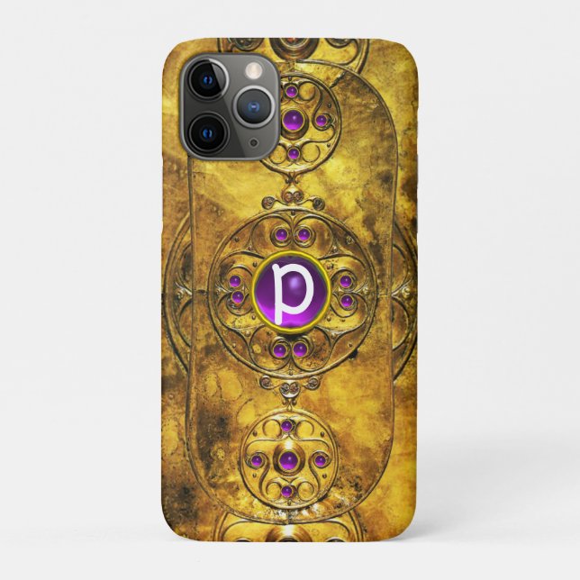 FUNDA DE Case-Mate PARA iPhone GUERRA CÉLTICA ESCUDO PURPLE AMETHYST GEM MONOGRAM (Reverso)