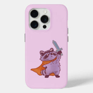 Funda Para iPhone 15 Pro Guerrero Mapache de Fantasía Adorable con Espada y