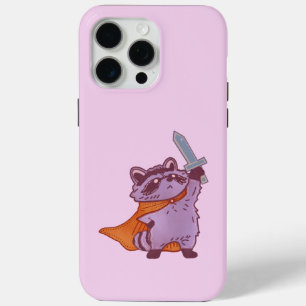 Funda Para iPhone 15 Pro Max Guerrero Mapache de Fantasía Lindo con Espada y Ca