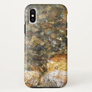 Funda Para iPhone XS Guijarros Marrones y Grises Desgastados por el Río