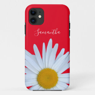 Funda Para iPhone 11 Guión blanco elegante rojo margarita