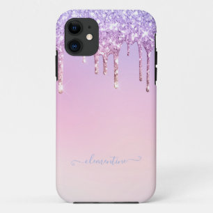Funda Para iPhone 11 Guión brillante purpurina arcoiris moderno guion 