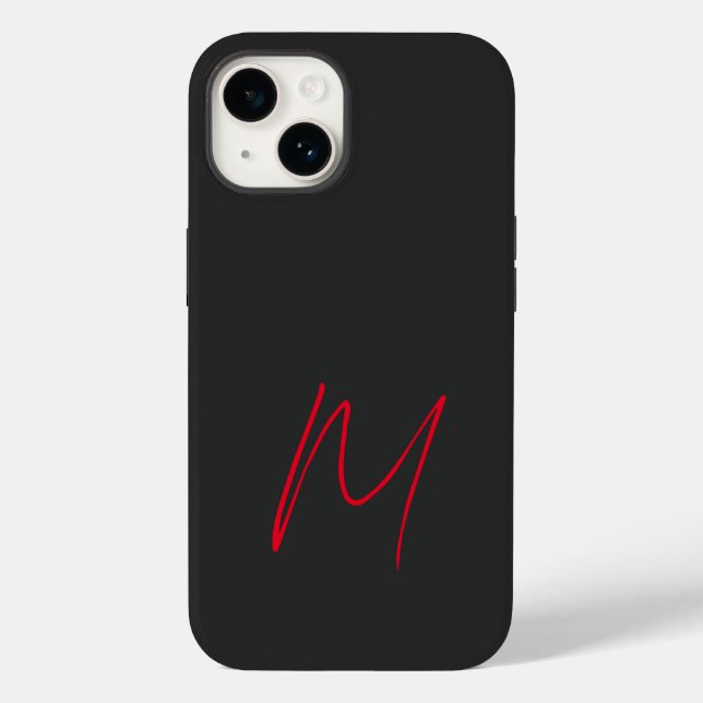 Funda De Case-Mate Para iPhone Guión clásico monogramado rojo gris negro (Reverso )