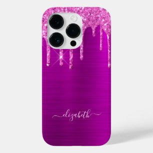 Funda Para iPhone 14 Pro De Case-Mate Guión con el nombre del purpurina rosado púrpura
