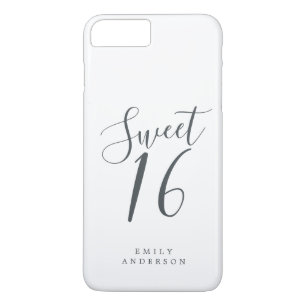 Funda Para iPhone 8 Plus/7 Plus Guión de Dulces 16 Cumpleaños 16 Negro Blanco