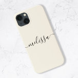 Funda Para iPhone 13 Guión de firma crema Minimalista moderno<br><div class="desc">Estuche moderno para iPhone con escritura crema Minimalista. Personalice este diseño simple y mínimo de estuches telefónicos con su nombre o iniciales.</div>