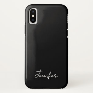 Funda Para iPhone XS Guión de firma de nombre personalizado negro minim