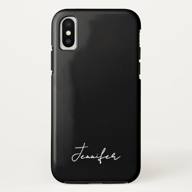 Funda De Case-Mate Para iPhone Guión de firma de nombre personalizado negro minim (Reverso)
