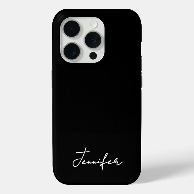Funda De Case-Mate Para iPhone Guión de firma de nombre personalizado negro minim (Reverso )