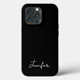 Funda Para iPhone 13 Pro Guión de firma de nombre personalizado negro minim
