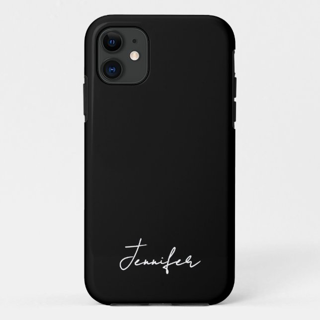 Funda De Case-Mate Para iPhone Guión de firma de nombre personalizado negro minim (Reverso)